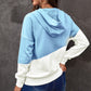 Women's Full Size Color Block Zip Up Drawstring Hooded Jacket