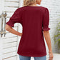 Smocked Square Neck Short Sleeve T-Shirt