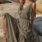 V-Neck Tie Shoulder Crochet Maxi Dress