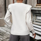 Malibu Dreams Round Neck Ruffle Trim Long Sleeve Pullover Sweater