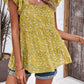 Printed Square Neck Cap Sleeve Blouse