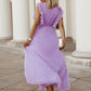 Tied Surplice Cap Sleeve Pleated Dress