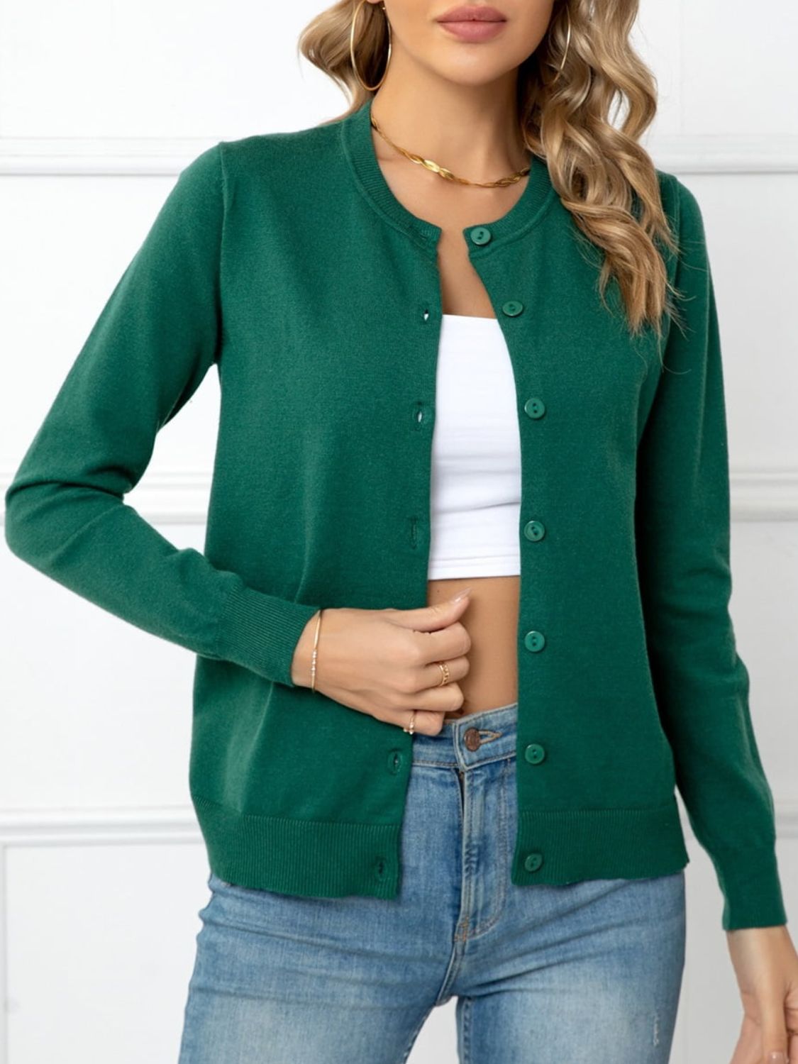 SavannahTree Button Down Round Neck Cardigan