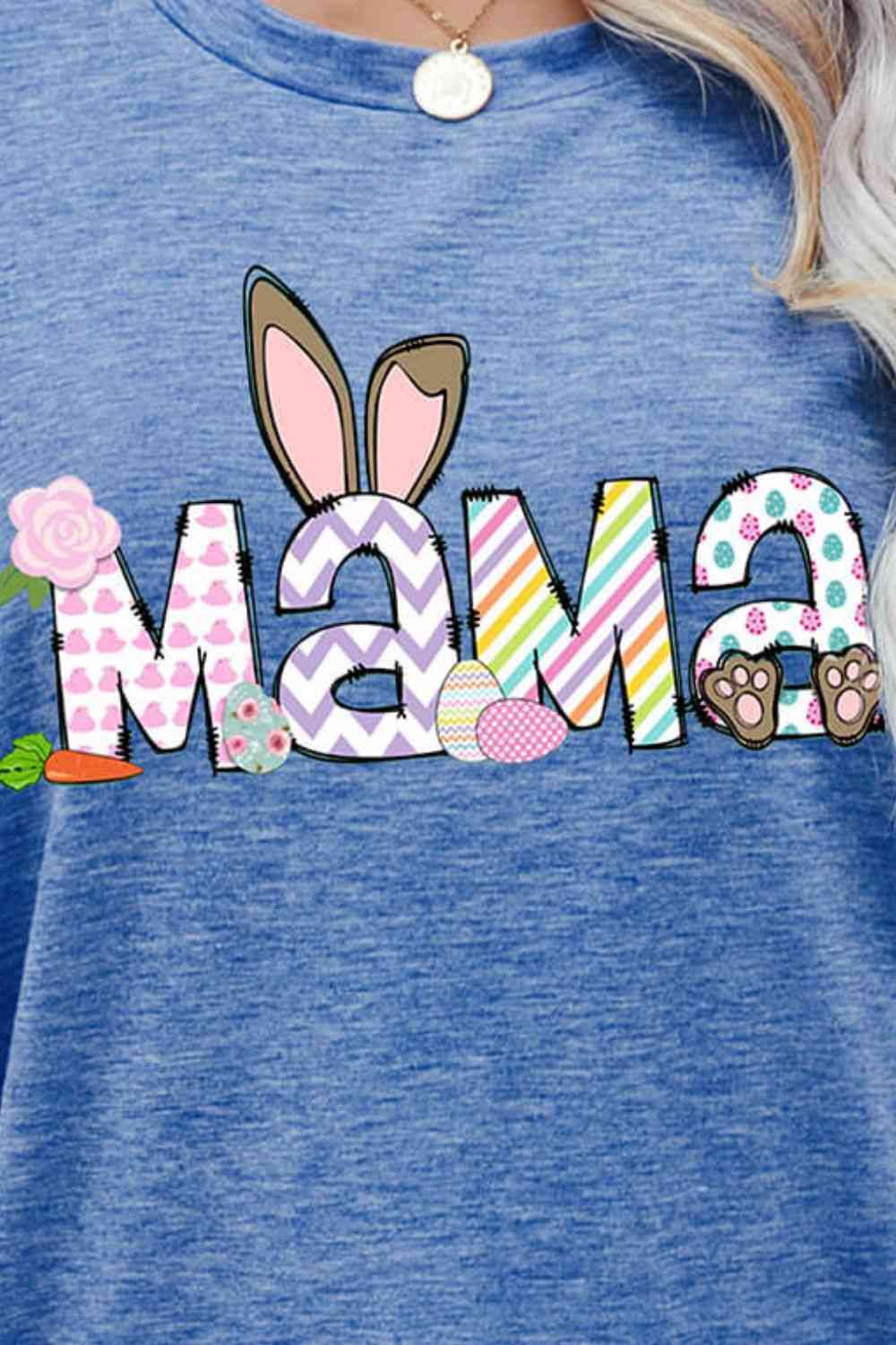 Seasonal Easter MAMA Graphic Round Neck T-Shirt