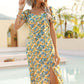 Women's Floral Short Sleeve Split Hem Dress