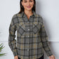 Plaid Snap Down Long Sleeve Shacket