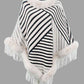 Contrasting Beauty One Size Striped Fringe Hem Poncho