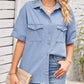 Women's Collared Neck Short Sleeve Denim Jacket