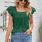 Eyelet Square Neck Cap Sleeve Blouse