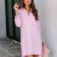 Button Up Collared Neck Long Sleeve Shirt Dress