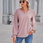 Full Size Eyelet V-Neck Flounce Sleeve Blouse