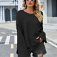Round Neck Dropped Shoulder Slit Sweater