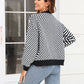 Sophia & Grace Button-Down Stripe & Plaid Contrast Pattern Cardigan