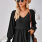 Full Size V-Neck Lantern Sleeve Blouse