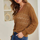 Full Size Openwork V-Neck Cardigan