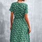 Full Size Floral Surplice Neck Flutter Sleeve Dress