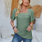 Eyelet Asymmetrical Neck Short Sleeve T-Shirt