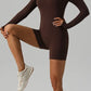 Square Neck Long Sleeve Active Romper