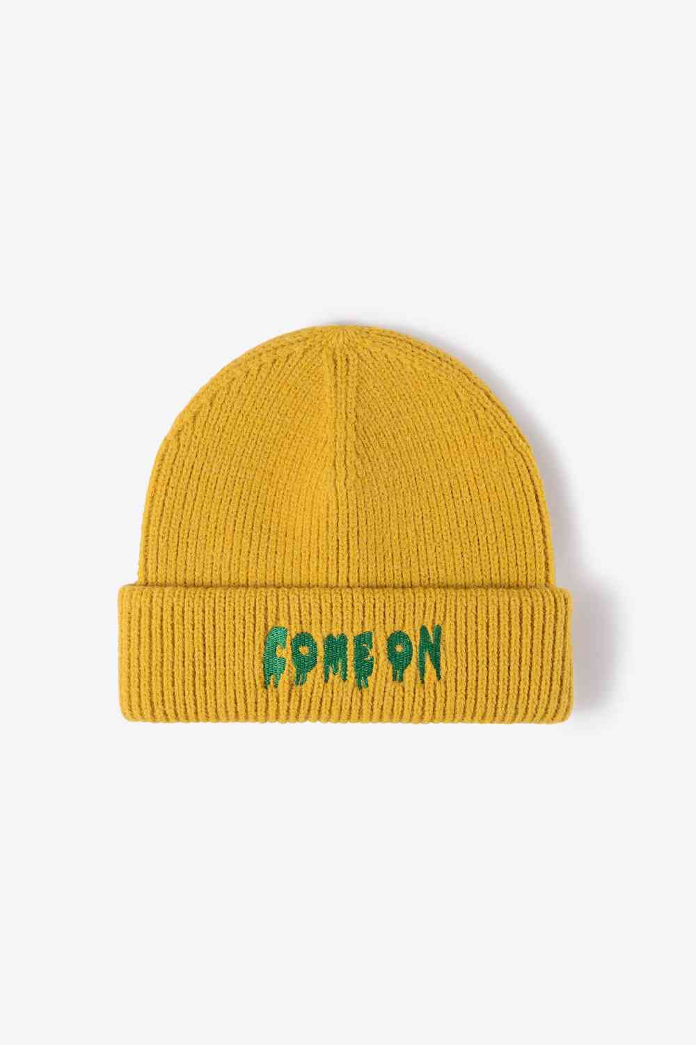 BeanieHatz COME ON Embroidered Cuff Knit Beanie