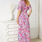 Double Take Hot Pink Multicolored V-Neck Maxi Dress