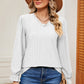 Eyelet V-Neck Flounce Sleeve T-Shirt