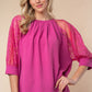 White Birch Round Neck Lace Half Sleeve Blouse