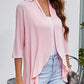 Open Front Ruffle Trim Cardigan