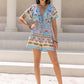 Tied Printed Short Sleeve Romper