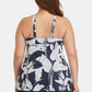 Plus Size Botanical Print Lace-Up Two-Piece Swim Set