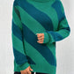 Striped Turtleneck Dropped Shoulder Sweater