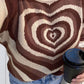Heart Mock Neck Long Sleeve Sweater