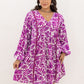 Women's Candida Plus Size Printed V-Neck Balloon Sleeve Mini Dress