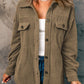 Button Up Collared Neck Long Sleeve Jacket