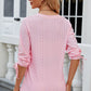 Eyelet Drawstring V-Neck Half Sleeve T-Shirt