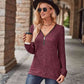 Half-Zip V-Neck Long Sleeve Top