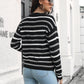 Striped Round Neck Dropped Shoulder Sweater