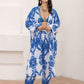 Printed Open Front Top and Pants Set