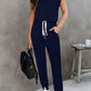 Drawstring Round Neck Sleeveless Jumpsuit