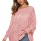 Full Size Round Neck Long Sleeve Openwork Sweater
