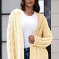 SocialBee Open Front Cable-Knit Cardigan