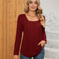 Full Size Square Neck Long Sleeve T-Shirt