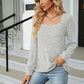 Full Size Tosha Ribbed Square Neck Long Sleeve T-Shirt