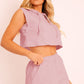 Women's Full Size Hooded Crop Top & Pocketed Shorts Set