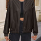 Zip Up Baseball Collar Dropped Shoulder Jacket