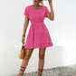 Ruffled Smocked V-Neck Tiered Dress