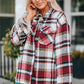 Plaid Button Front Shirt Jacket with Breast Pockets