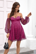 Double Crazy Animal Print Off-Shoulder Sweetheart Neck Mesh Dress *