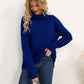 Slit Turtleneck Dropped Shoulder Sweater