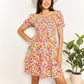 Double Take Strawberry Smocked Sweetheart Neck Flounce Sleeve Strawberry Mini Dress