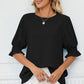 Frill Round Neck Lantern Sleeve T-Shirt